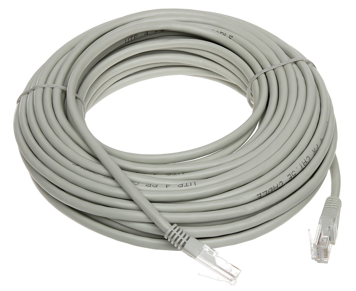 Patchcord UTP rețea 15m Cat5 gri mufat cu RJ45