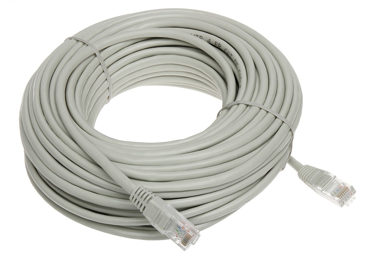 Patchcord UTP rețea 20m Cat5 gri mufat cu RJ45