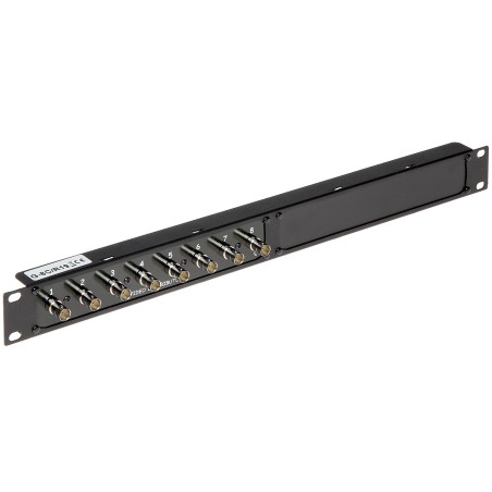 Patch panel BNC 8 porturi rack 19 cu regletă fixare cablu coaxial DELTA - 1 Patch panel BNC 8 porturi rack 19 cu regletă fixare cablu coaxial DELTA - 1