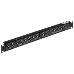 Patch panel BNC 16 porturi rack 19 cu regletă fixare cablu coaxial