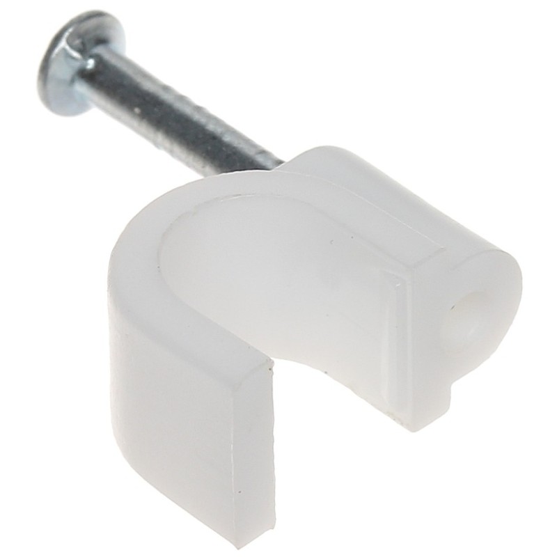 Cleme clips fixare cablu 6 mm, cu cui, 100 bucăți - 1 Cleme clips fixare cablu 6 mm, cu cui, 100 bucăți - 1