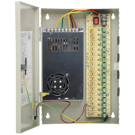 Sursă alimentare sisteme supraveghere 12V/21A cutie metalică, 18 ieșiri cu protecție  - 1