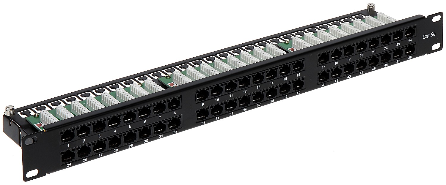 Patch panel 48 porturi UTP Cat.5 cu suport cabluri