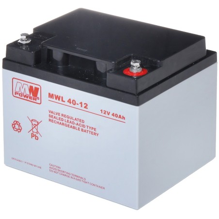Acumulator 12V/40Ah AGM șurub M6 197x166x169mm  - 1