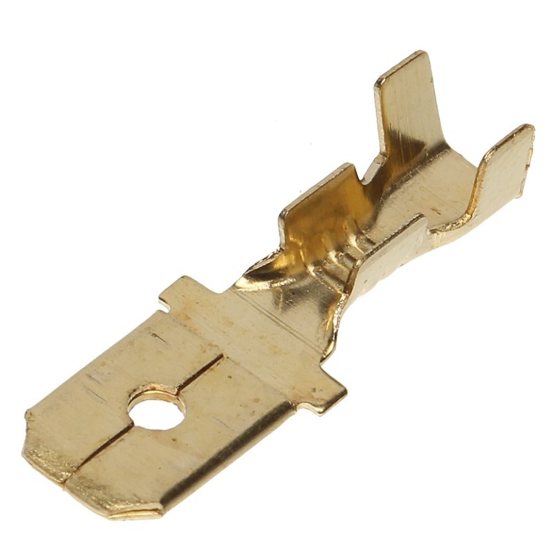 Conector auto papuc tata neizolat plat auriu latime 6.3mm pentru fir 1-2.5mmp - 1 Conector auto papuc tata neizolat plat auriu latime 6.3mm pentru fir 1-2.5mmp - 1