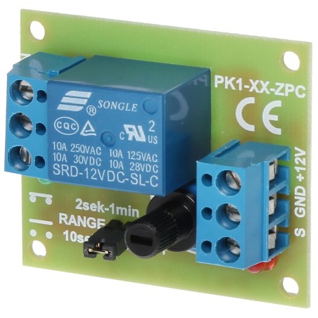 Releu temporizat prelungire impuls 12V/10A DELTA - 1 Releu temporizat prelungire impuls 12V/10A DELTA - 1