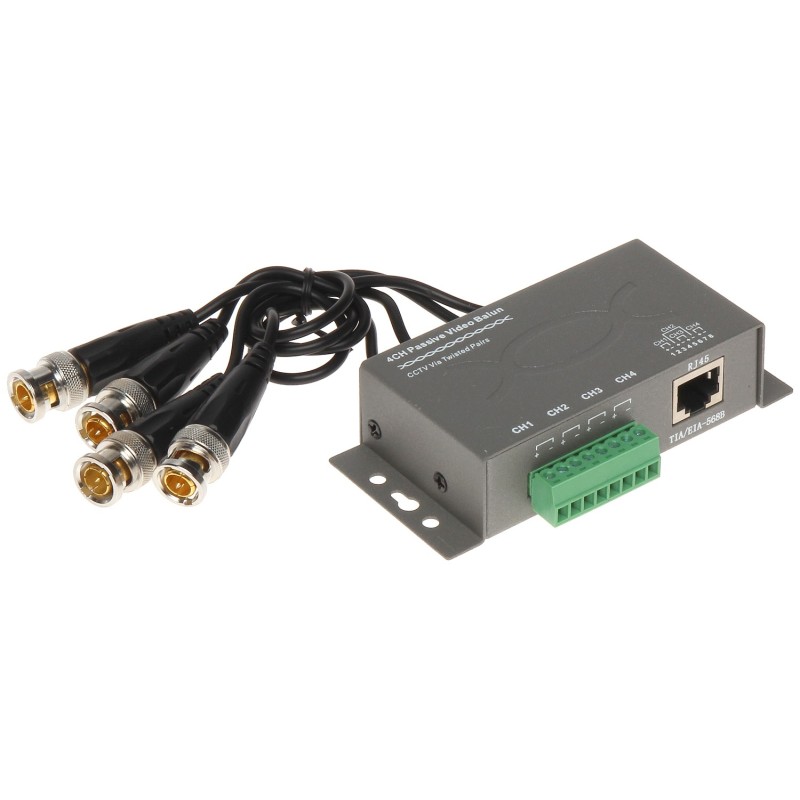 Video balun 4 canale 5 MP pasiv cu conectori BNC cu fir TR-4M - 1