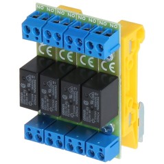 Modul 4 relee 10-16VDC, comutare 10A la 50VAC PK4-24-ZD montaj șină DIN35