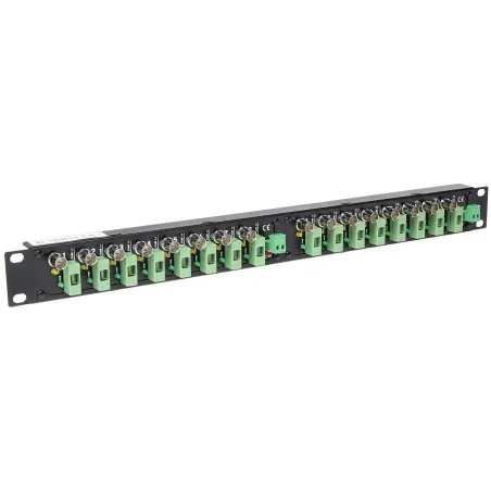 Patch panel BNC+alimentare 16 porturi coax cu siguranțe rackabil DELTA - 1