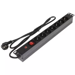 Priză rackabilă 7 posturi Schuko întrerupător și protecție cu buton - 1