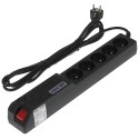 Priză rackabilă 5 porturi cu intrerupator și protecție cu siguranțe fuzibile  - 1