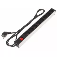 Priză rackabilă 8 porturi , întrerupător led integrat , cu reglare unghi montaj - 1