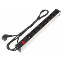 Priză rackabilă 8 porturi , întrerupător led integrat , cu reglare unghi montaj  - 1