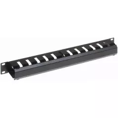 Organizator de cabluri OKR-12 metalic, 1U, negru - 1
