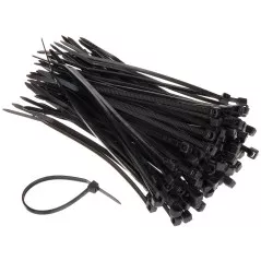 Coliere rapide/șoricei plastic 100x2.5mm, din Nylon 66, pachet 100 bucăți negre - 1