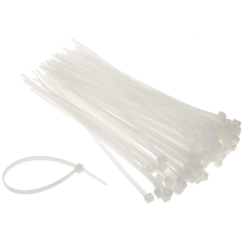 Set 100 buc Soricei - Coliere de Plastic 200x4.2 mm, din Nylon 66 albe - 1