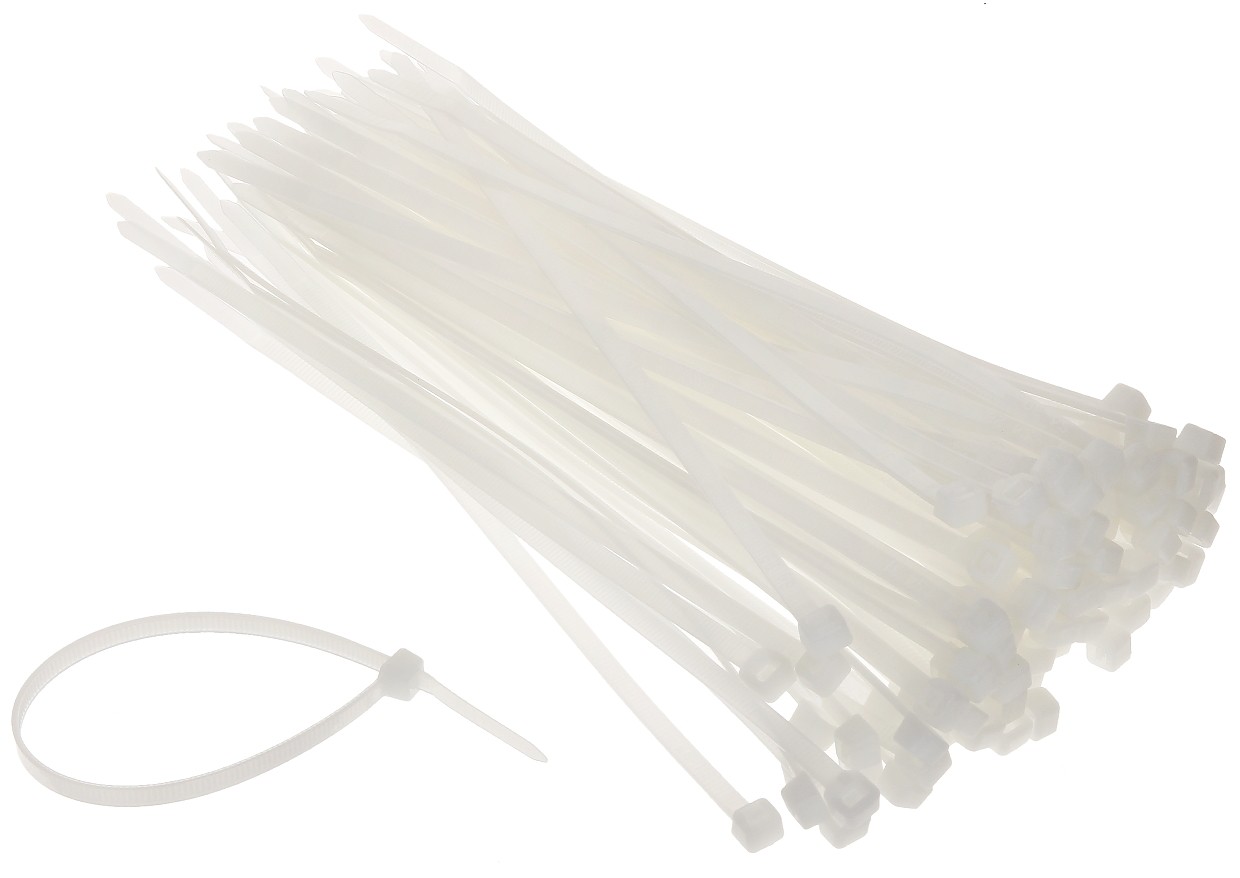 Coliere rapide/șoricei plastic 200x4.2mm, din Nylon 66, pachet 100 bucăți albe