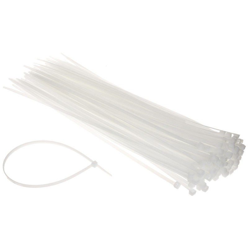 Set 100 buc Soricei - Coliere de Plastic 400x4.8 mm, din Nylon 66 albe - 1