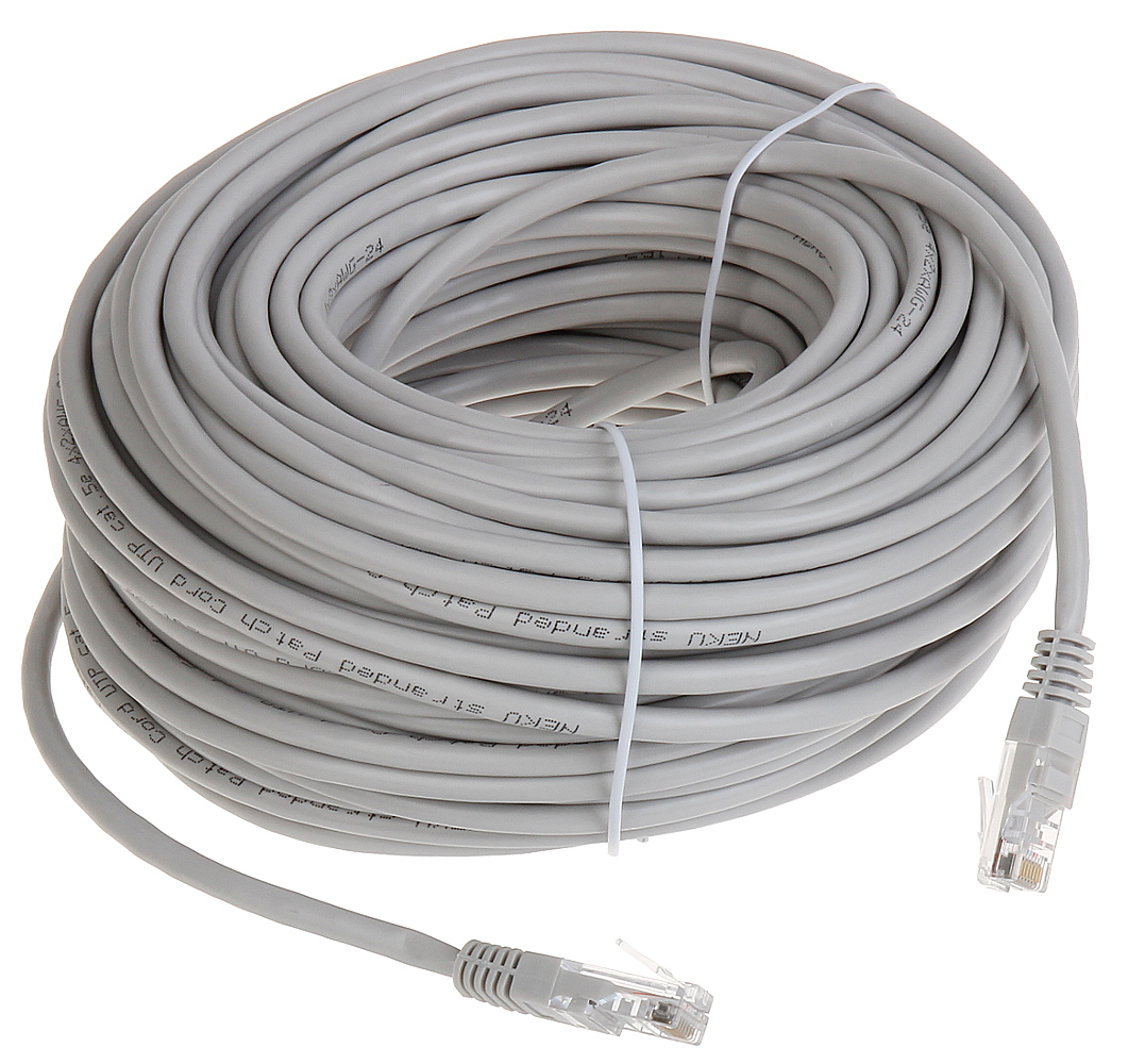 Patchcord UTP rețea 40m Cat5 gri mufat cu RJ45