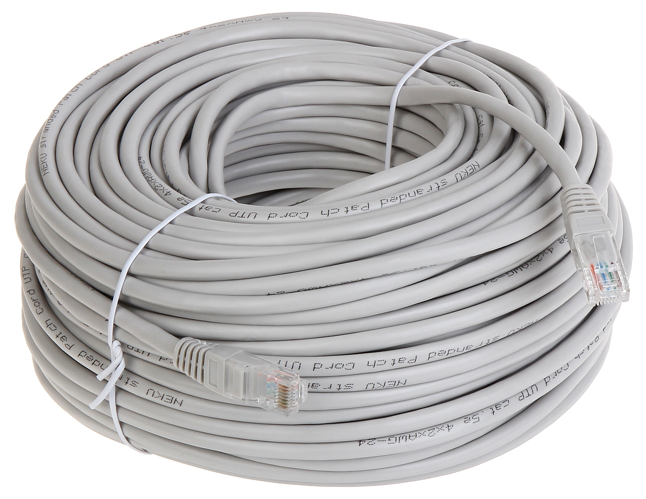 Patchcord UTP rețea 50m Cat5 gri mufat cu RJ45