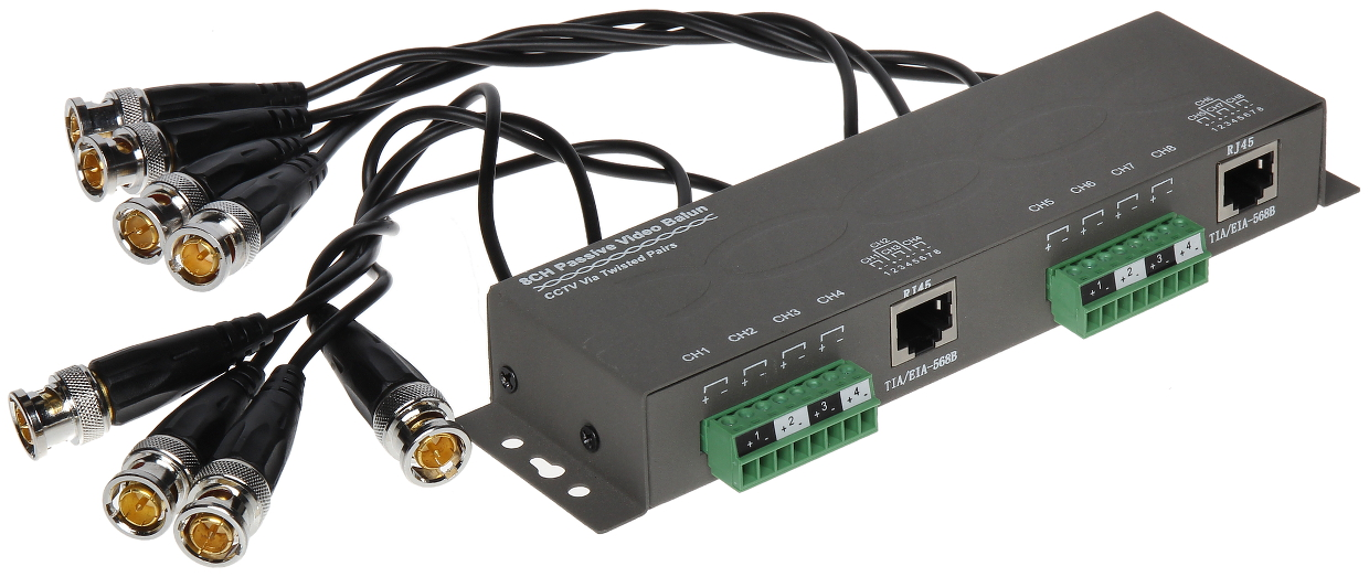 Video balun 8 canale 8 MP cu BNC cu fir TR-8M