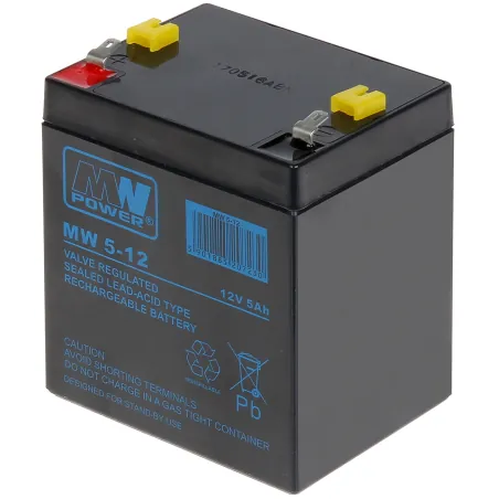 Acumulator 12V/5.0Ah AGM MWpower T1 90x105x70mm - 1 Acumulator 12V/5.0Ah AGM MWpower T1 90x105x70mm - 1