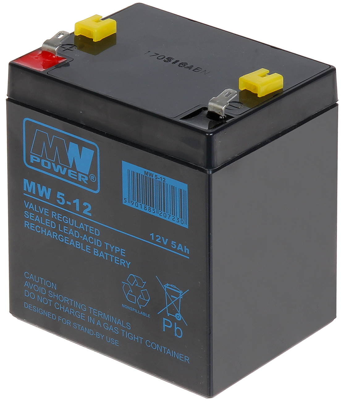 Acumulator 12V/5.0Ah AGM MWpower T1 90x105x70mm