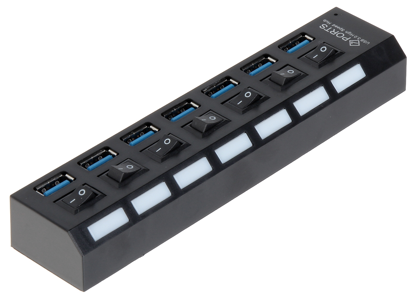 Hub USB 3.0 extern 7 porturi cu întrerupătoare și cablu 55 cm