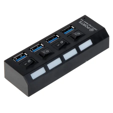 Hub USB 3.0 extern 4 porturi cu întrerupătoare și cablu 55 cm - 1 Hub USB 3.0 extern 4 porturi cu întrerupătoare și cablu 55 cm - 1