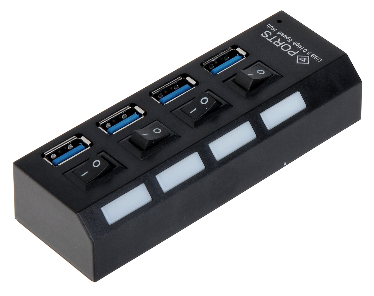 Hub USB 3.0 extern 4 porturi cu întrerupătoare și cablu 55 cm