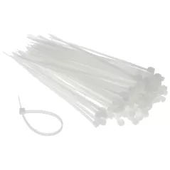Coliere rapide/șoricei plastic 100x2.5mm, din Nylon 66, pachet 100 bucăți albe - 1