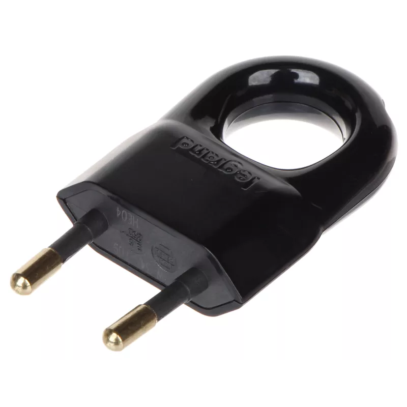 Ștecher Shuko LEGRAND de Calitate Superioară, 230V, 2.5A, Tip C, Negru, cu Inel de Tragere - Fără Împământare