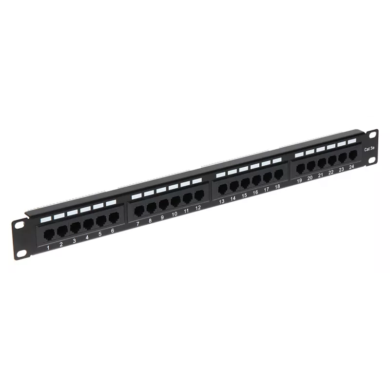 Patch panel 24 porturi UTP cat.5e 1U negru