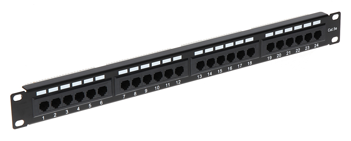 Patch panel 24 porturi UTP cat.5e 1U negru