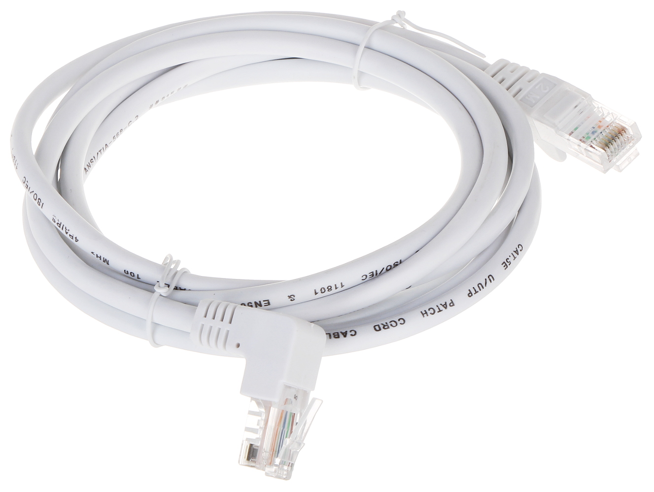 Patchcord UTP Cat.5 drept-angular alb - PK/W 2m