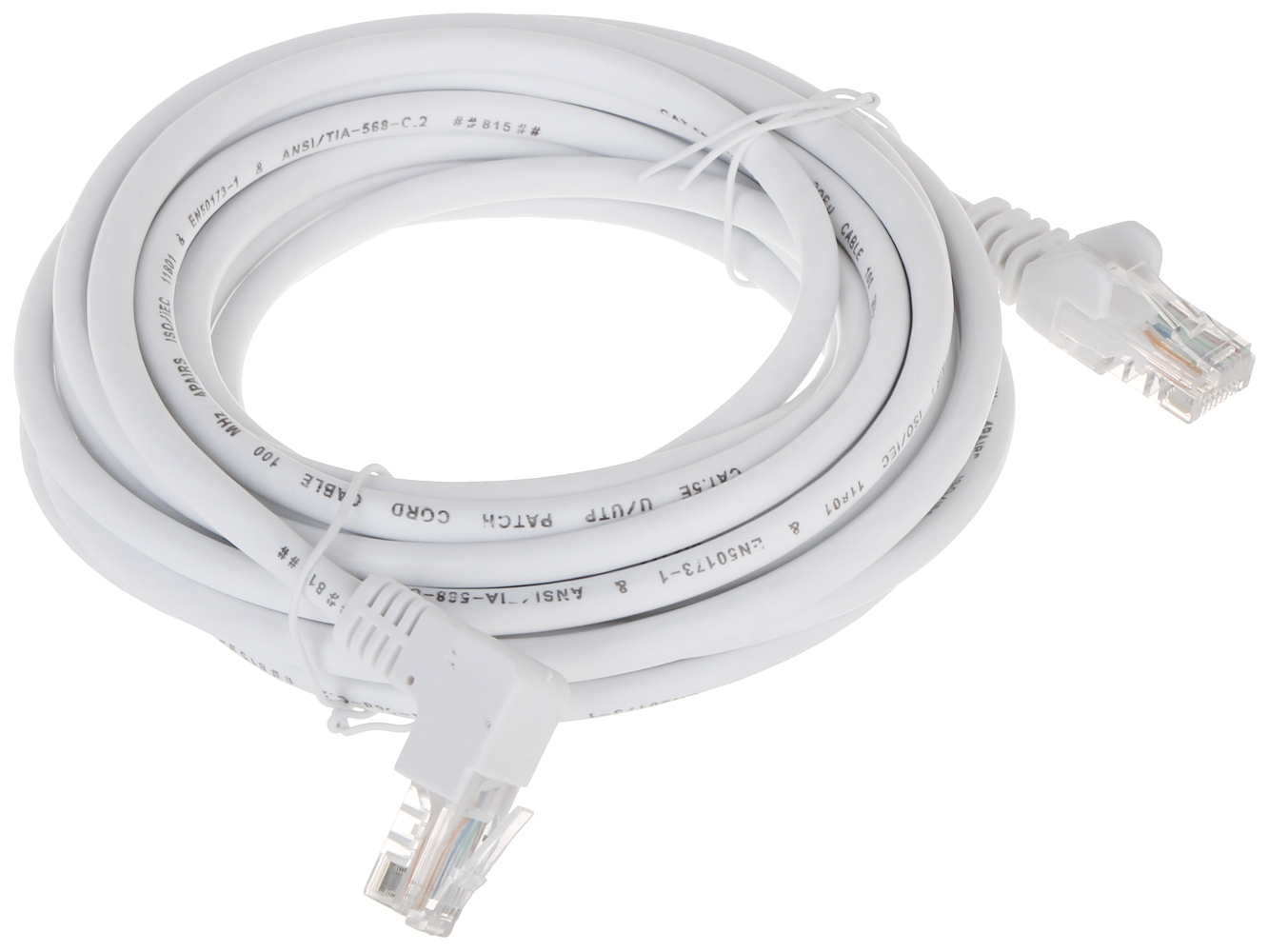 Patchcord UTP 5m Cat.5 drept-angular alb - PK/W