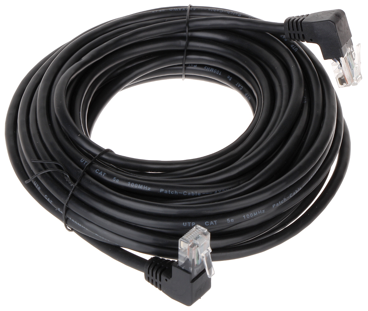 Patchcord UTP Cat.5 angular-angular negru - KK/B 10m