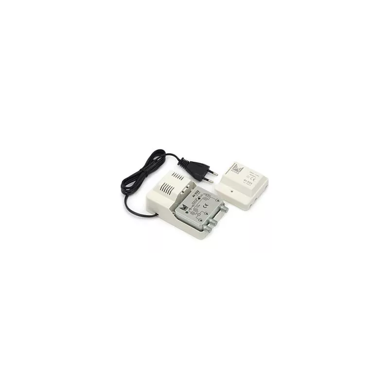 Amplificator profesional CATV 25 dB Alcad AI-223 2 iesiri cale inversa pentru internet