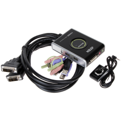 Switch KVM Aten CS-682 2 porturi USB DVI audio cu telecomanda pe fir - 1