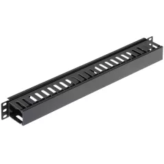 Organizator de cabluri OKR-24/P metal/plastic, 1U, negru - 1