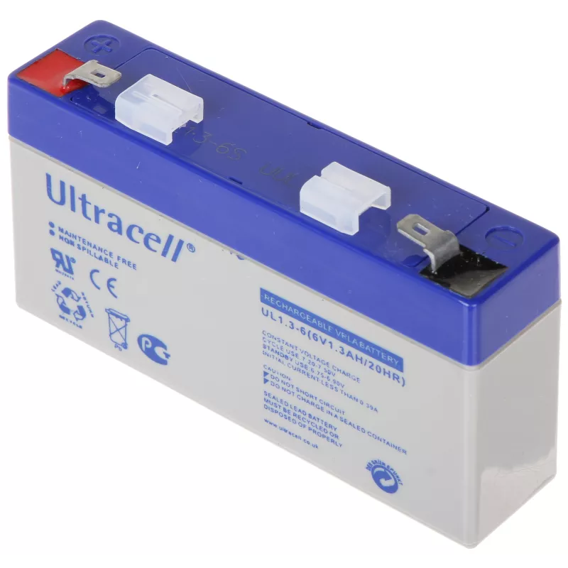 Acumulator 6V/1.3Ah, AGM Ultracell, UL1.3-6 T1 97x24x57mm