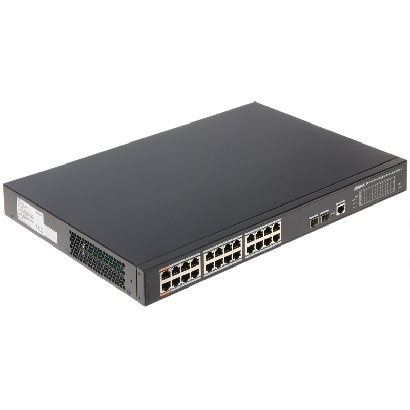 Switch 24 porturi PFS4226-24T-240 Dahua Gigabit PoE+, 2 x Hi-PoE & 2 x 1GbE SFP (240W) - 1
