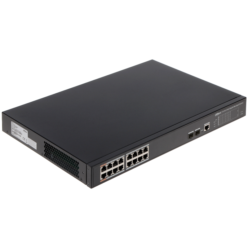 Switch 16 porturi PFS4218-16GT-190 Dahua Gigabit PoE+, 2 x Hi-PoE & 2 x 1GbE SFP (190W) - 1