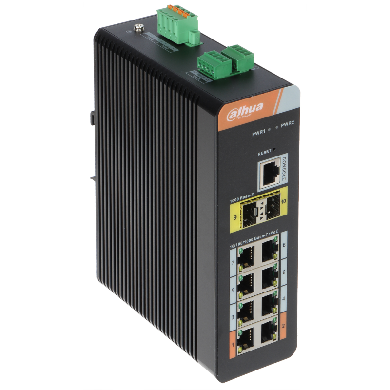 Switch industrial POE cu 10 porturi + 2xSFP PFS4210-8GT-DP DAHUA - 1