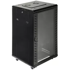 Cabinet rack 19 inch 20U 600x600 usa sticla fata + perforate spate cu role - 1