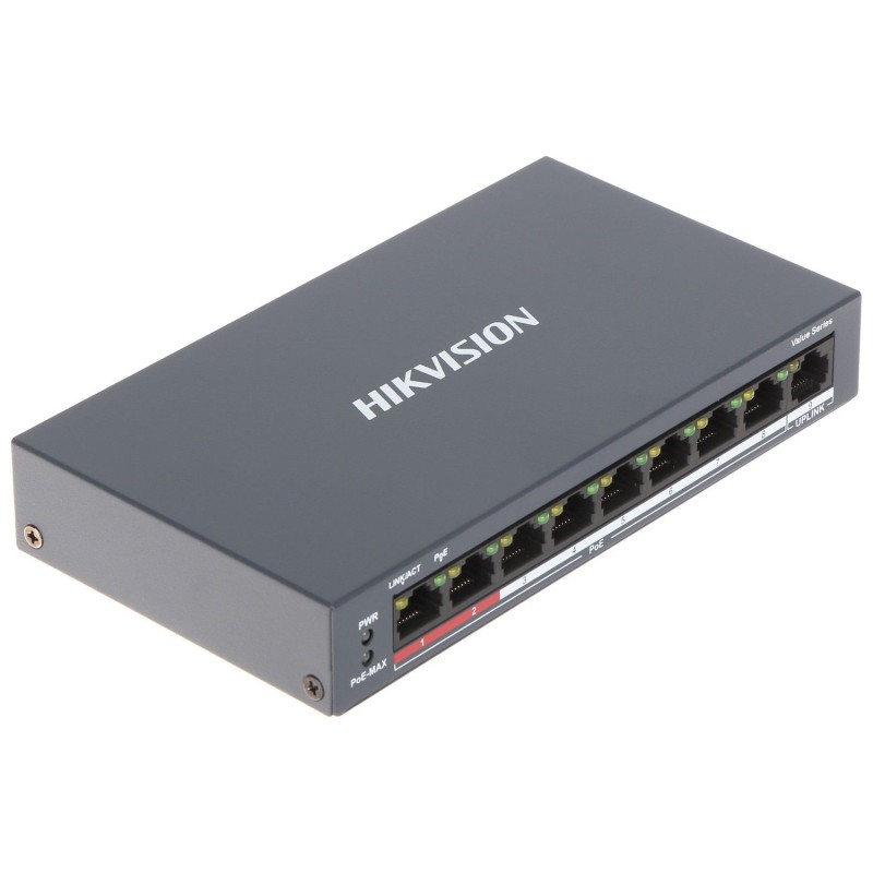 Switch PoE 8 canale Hikvision DS-3E0109P-E/M(B) 60W + extend 300m - 1