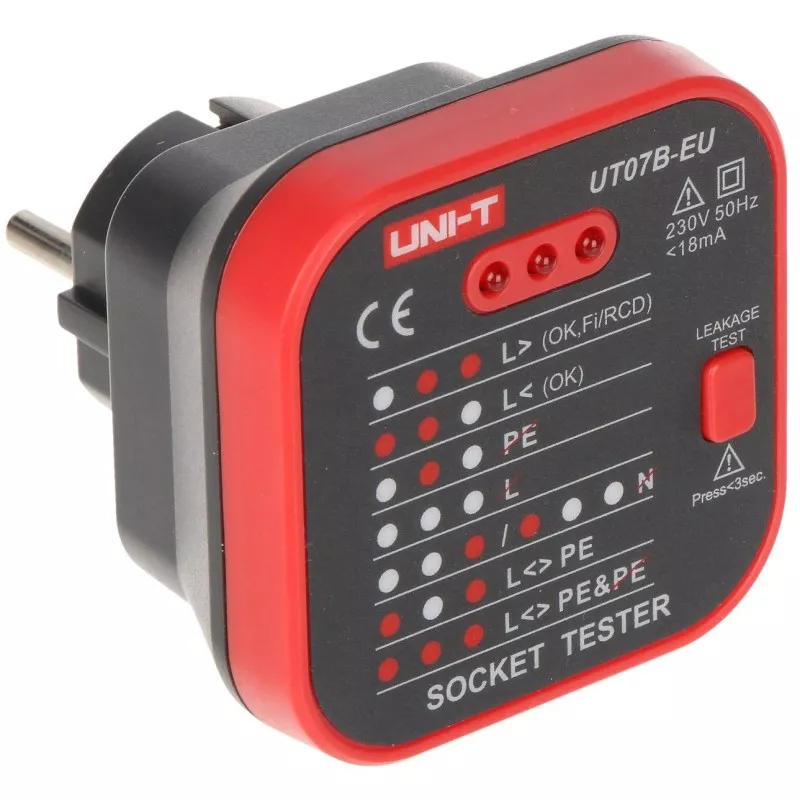 Tester prize și siguranțe diferențiale (rcd) UT-07B-EU UNI-T