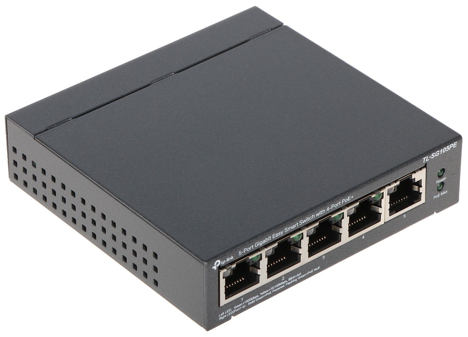 Switch 5 porturi gigabit TP-Link TL-SG105PE Desktop, Easy Smart, POE, 10Gbps Capacity, porturi POE: 1-4, buget POE: 65W.