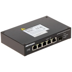 Switch 3 porturi PoE + 1 HiPoe Hikvision DS-3T0306HP-E-HS 1 port uplink SFP/RJ45