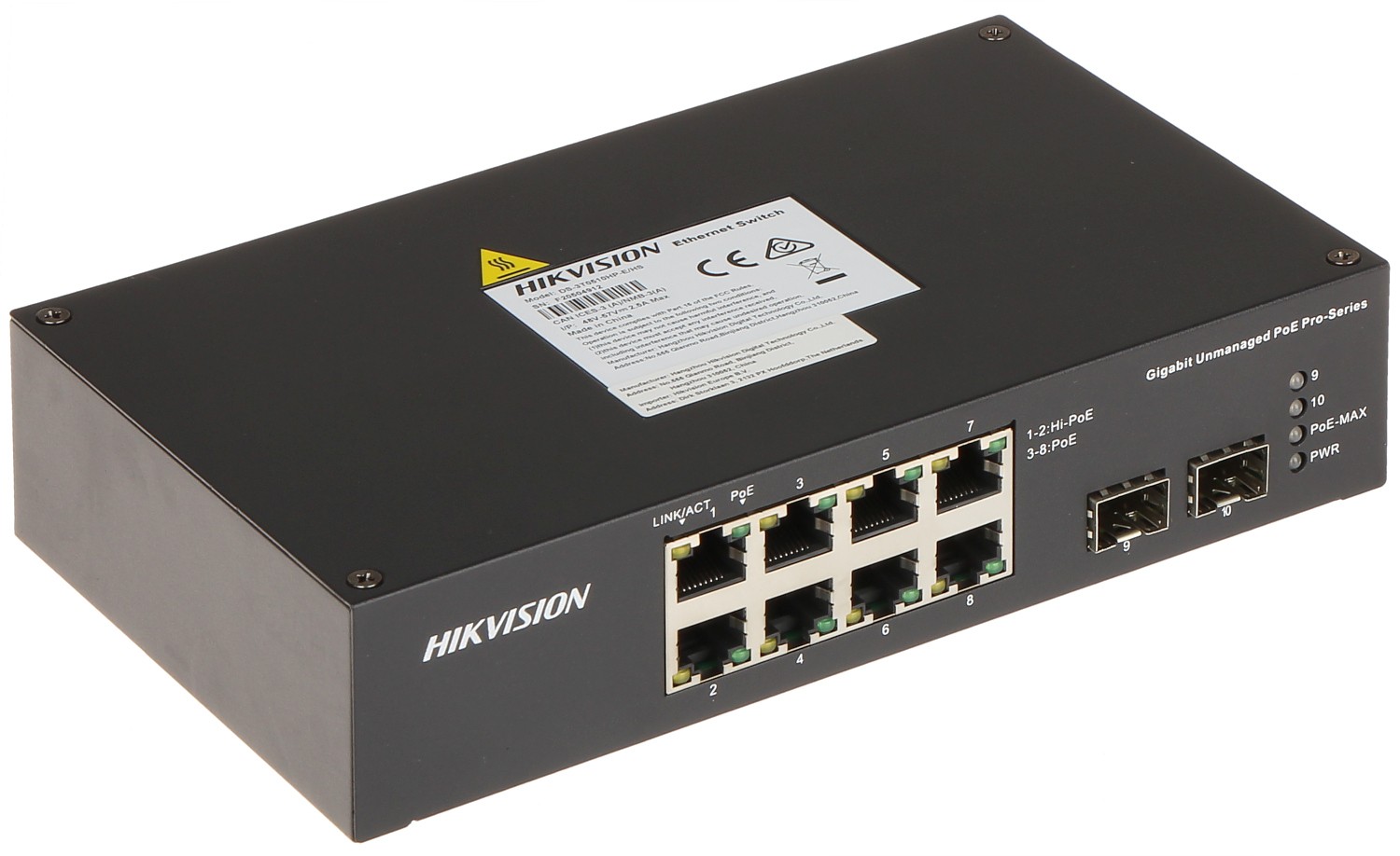 Switch 8 porturi gigabit PoE industrial Hikvision DS-3T0510HP-E/HS + 2xSFP
